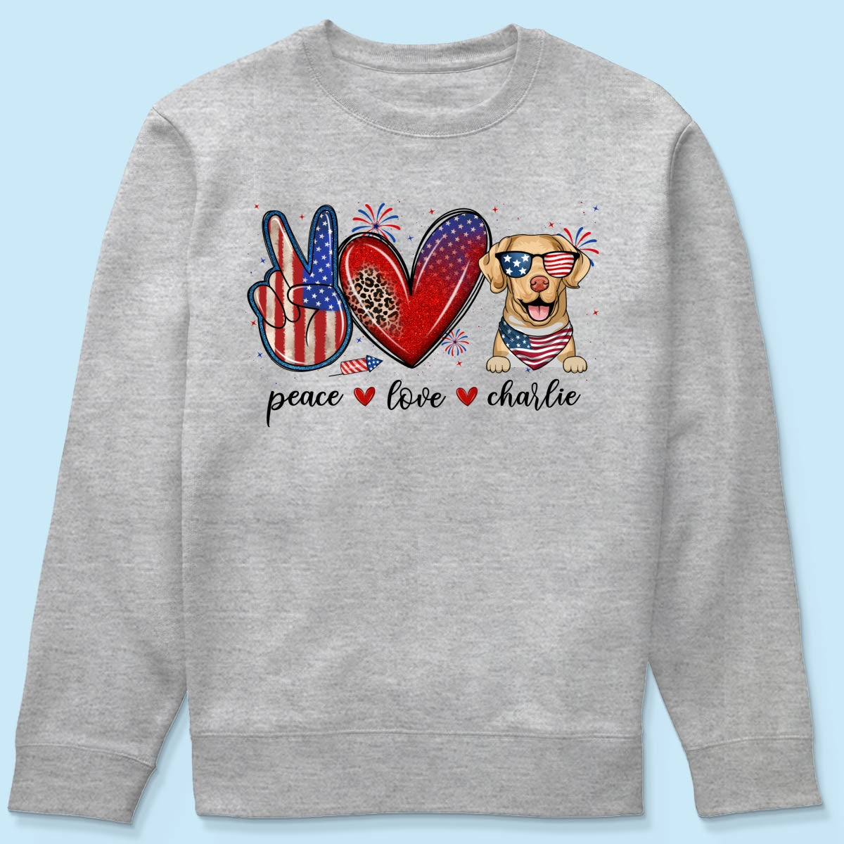 Peace Love Dogs USA Flag Pattern Personalized Shirt, Gift For Dog Mom, Dog Dad, Dog Lovers