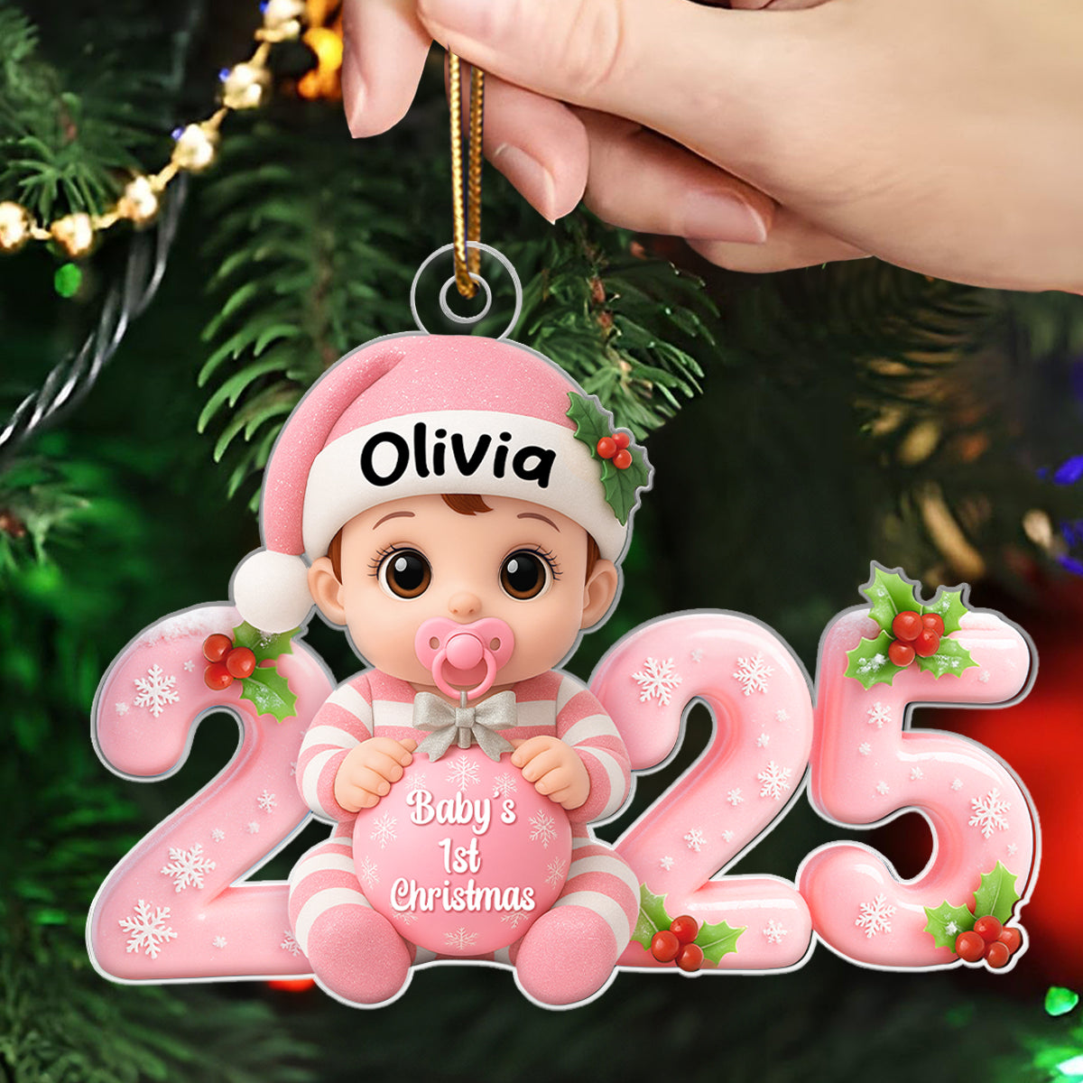 Baby's 1st Christmas 2025 - Personalized Acrylic Ornament - Unique Christmas Gift For New Parent, Newborn Keepsake