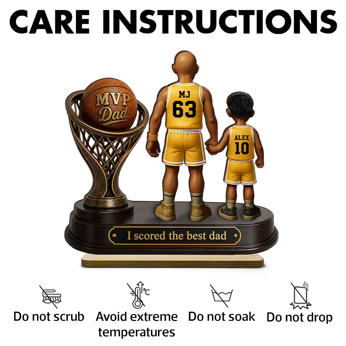 We Scored the Best Dad Basketball Trophy - Personalized 2-Layered Wooden Plaque -  Gift for Dad, Husband