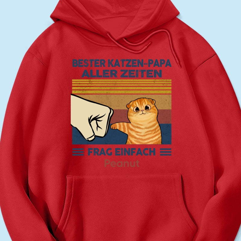 Perfektes Geschenk fr Katzenvter – Personalisiertes T-Shirt mit Katzen-Faustgru