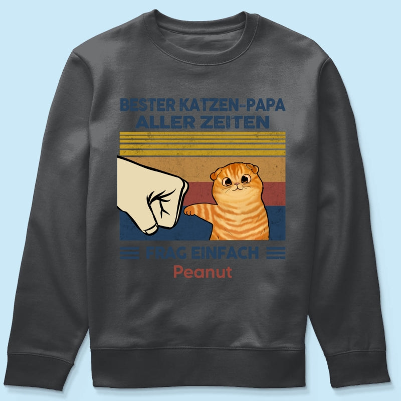 Perfektes Geschenk fr Katzenvter – Personalisiertes T-Shirt mit Katzen-Faustgru