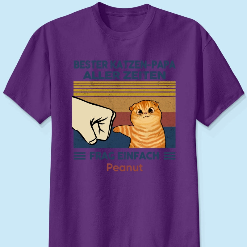 Perfektes Geschenk fr Katzenvter – Personalisiertes T-Shirt mit Katzen-Faustgru