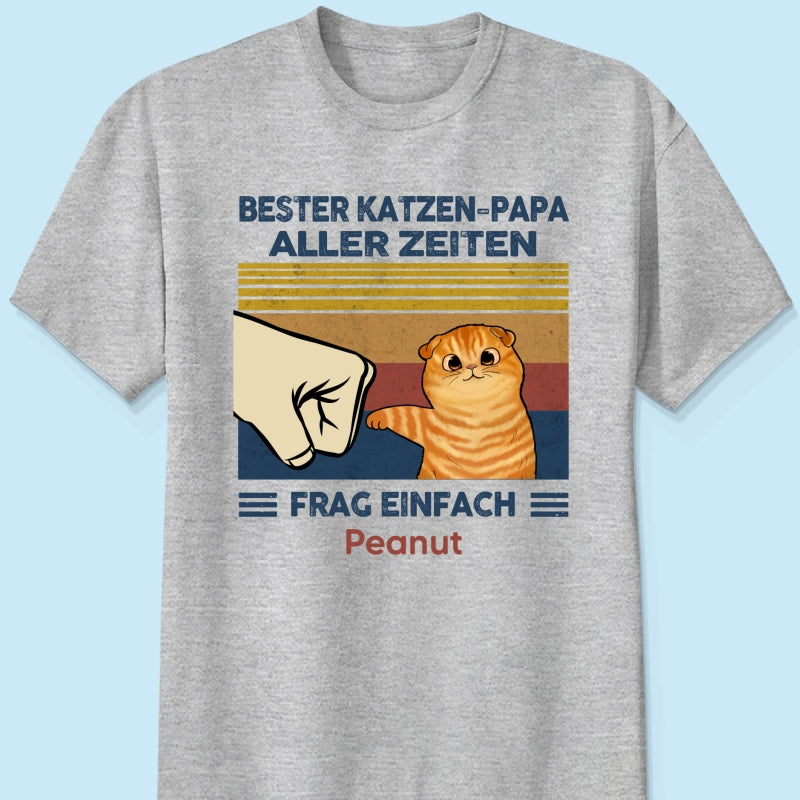 Perfektes Geschenk fr Katzenvter – Personalisiertes T-Shirt mit Katzen-Faustgru