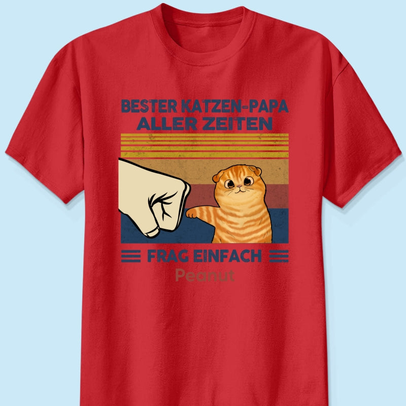Perfektes Geschenk fr Katzenvter – Personalisiertes T-Shirt mit Katzen-Faustgru