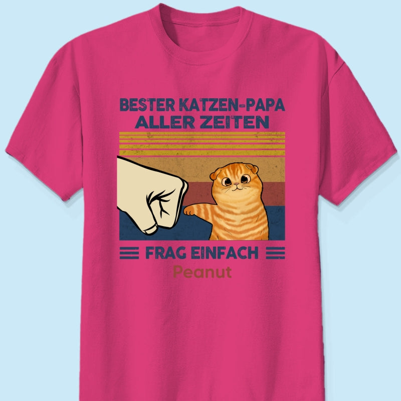 Perfektes Geschenk fr Katzenvter – Personalisiertes T-Shirt mit Katzen-Faustgru