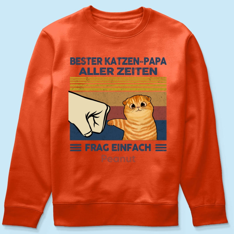 Perfektes Geschenk fr Katzenvter – Personalisiertes T-Shirt mit Katzen-Faustgru
