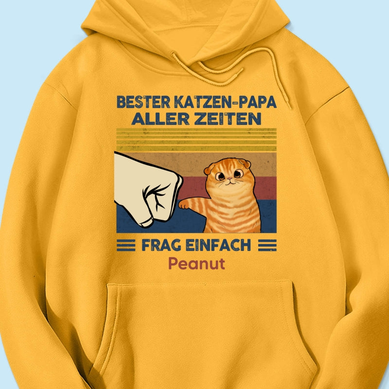 Perfektes Geschenk fr Katzenvter – Personalisiertes T-Shirt mit Katzen-Faustgru