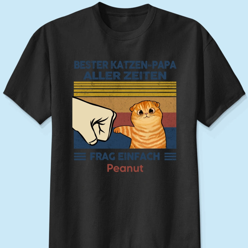 Perfektes Geschenk fr Katzenvter – Personalisiertes T-Shirt mit Katzen-Faustgru