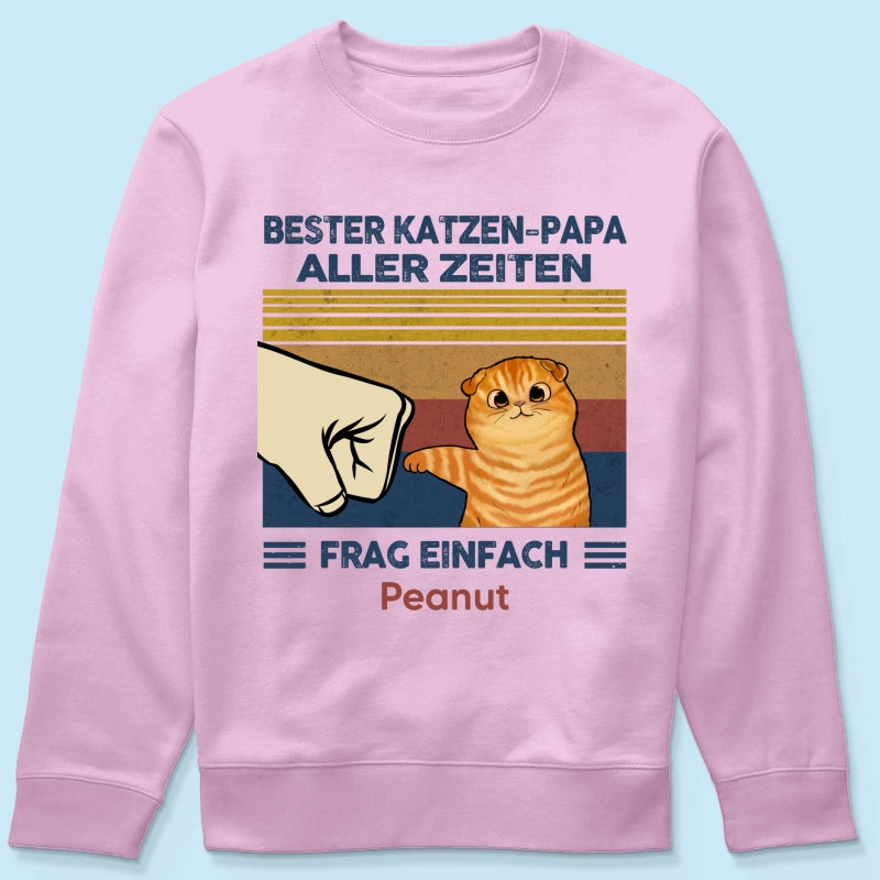 Perfektes Geschenk fr Katzenvter – Personalisiertes T-Shirt mit Katzen-Faustgru