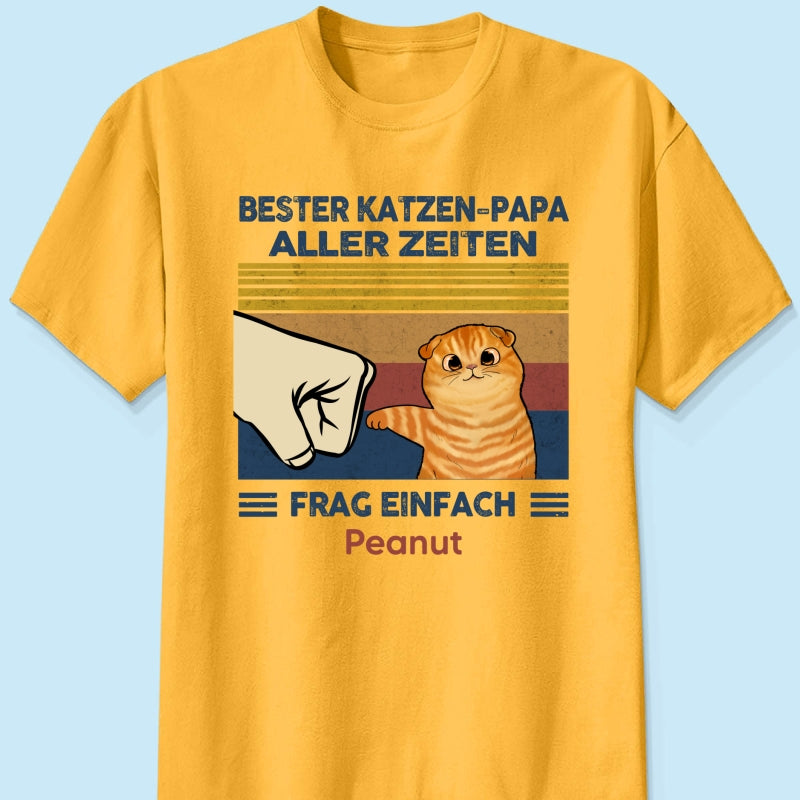 Perfektes Geschenk fr Katzenvter – Personalisiertes T-Shirt mit Katzen-Faustgru