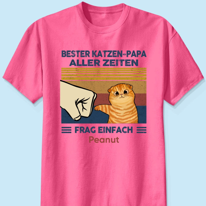 Perfektes Geschenk fr Katzenvter – Personalisiertes T-Shirt mit Katzen-Faustgru