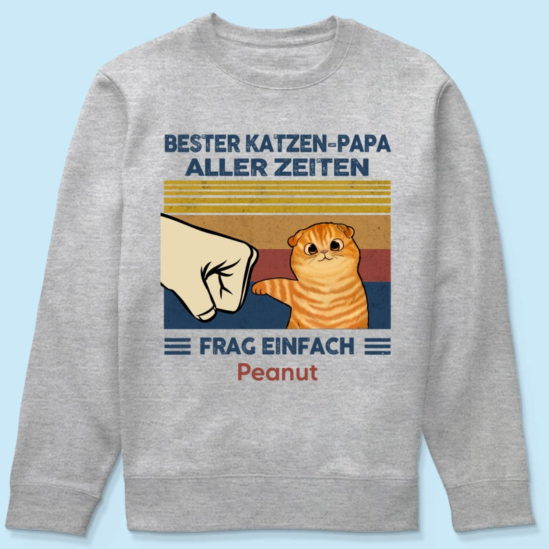 Perfektes Geschenk fr Katzenvter – Personalisiertes T-Shirt mit Katzen-Faustgru