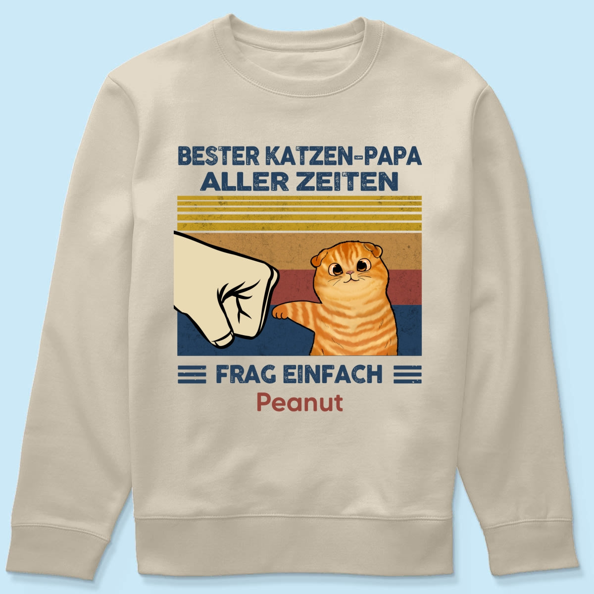 Perfektes Geschenk fr Katzenvter – Personalisiertes T-Shirt mit Katzen-Faustgru