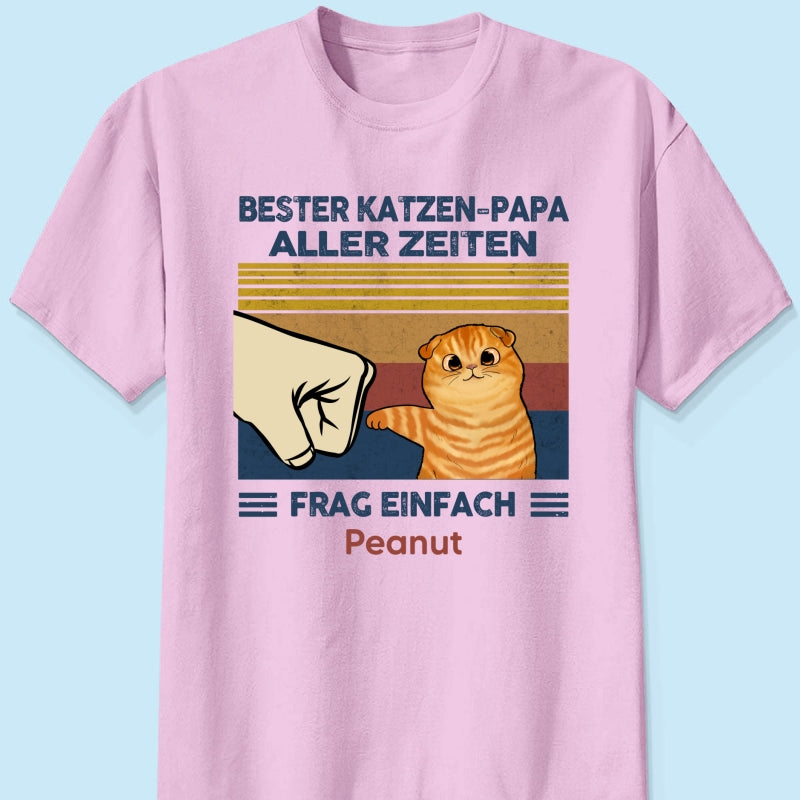 Perfektes Geschenk fr Katzenvter – Personalisiertes T-Shirt mit Katzen-Faustgru