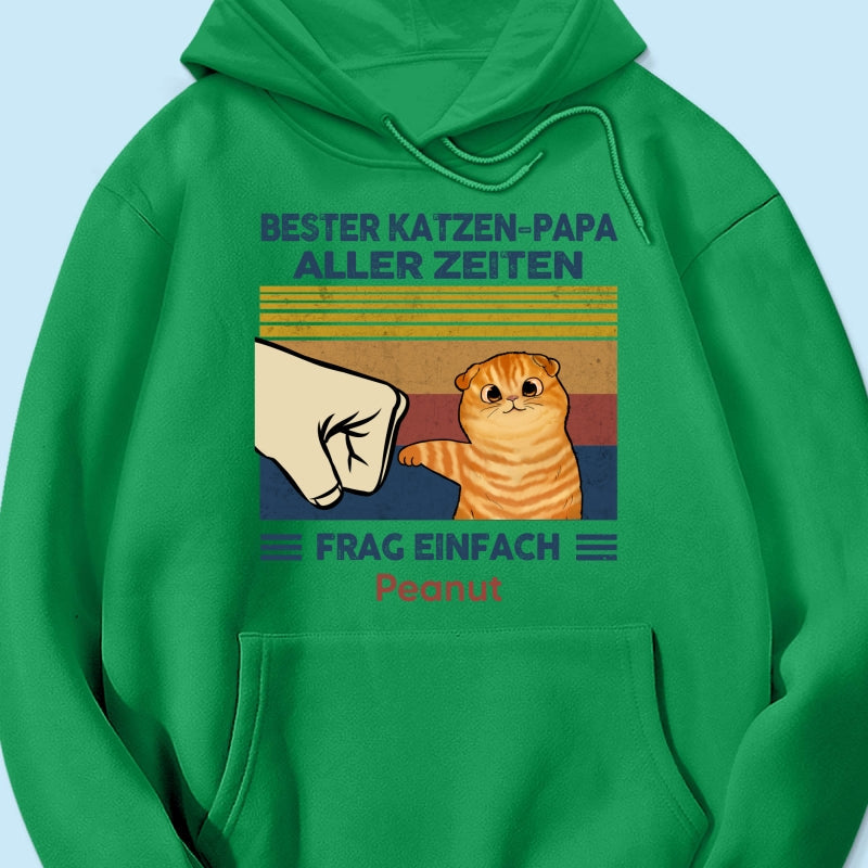 Perfektes Geschenk fr Katzenvter – Personalisiertes T-Shirt mit Katzen-Faustgru