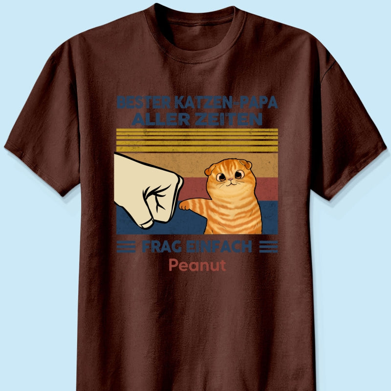 Perfektes Geschenk fr Katzenvter – Personalisiertes T-Shirt mit Katzen-Faustgru