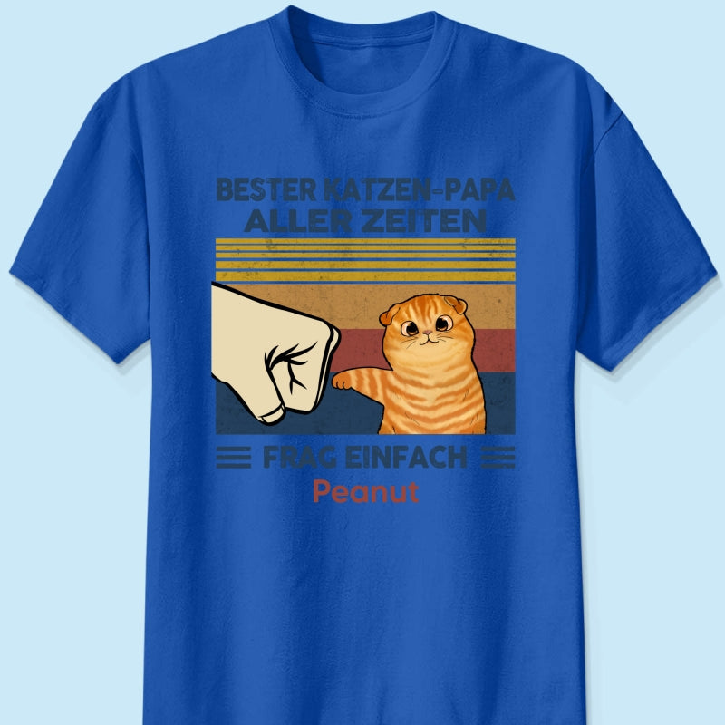 Perfektes Geschenk fr Katzenvter – Personalisiertes T-Shirt mit Katzen-Faustgru