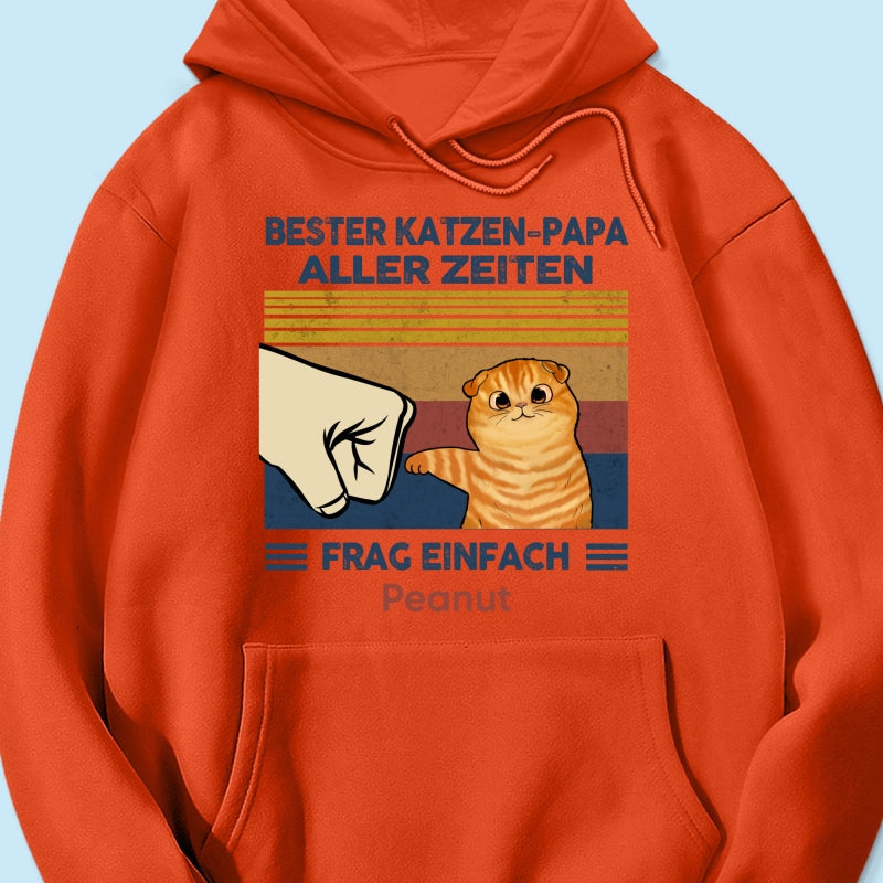 Perfektes Geschenk fr Katzenvter – Personalisiertes T-Shirt mit Katzen-Faustgru