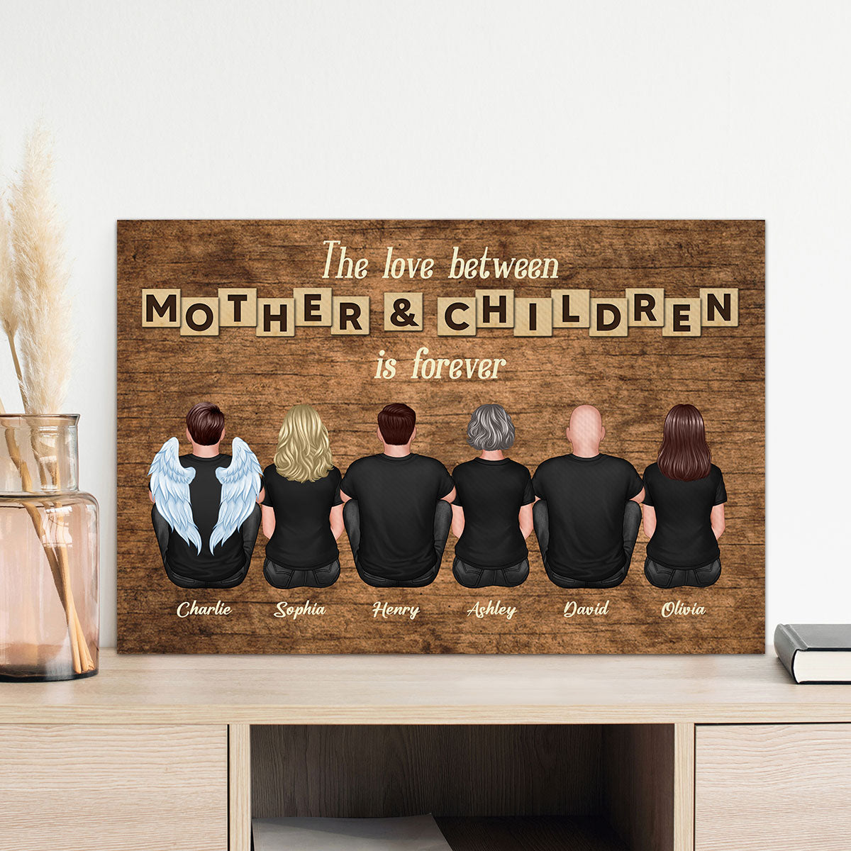 The Love Between Mother & Daughters Sons Is Forever Personalized Wrapped Canvas, Heartfelt Gift For Mom