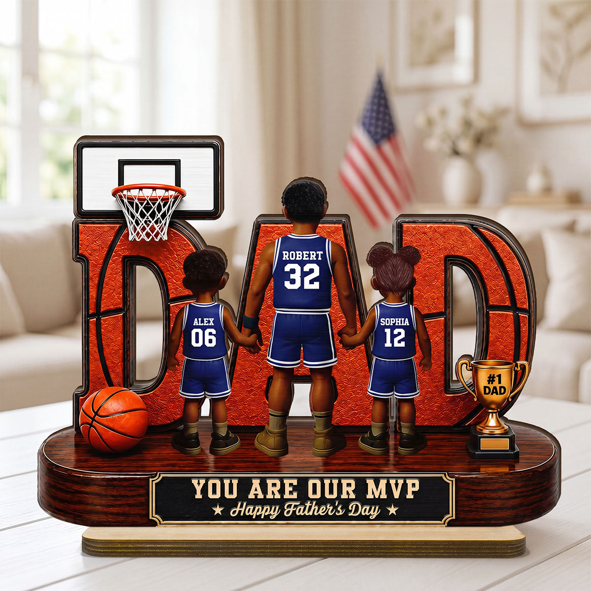Basketball Dad Legend You Are Our MVP - Personalized 2-Layered Wooden Plaque - Unique Gift, Birthday Gift For Dad, Husband, Basketball Fans