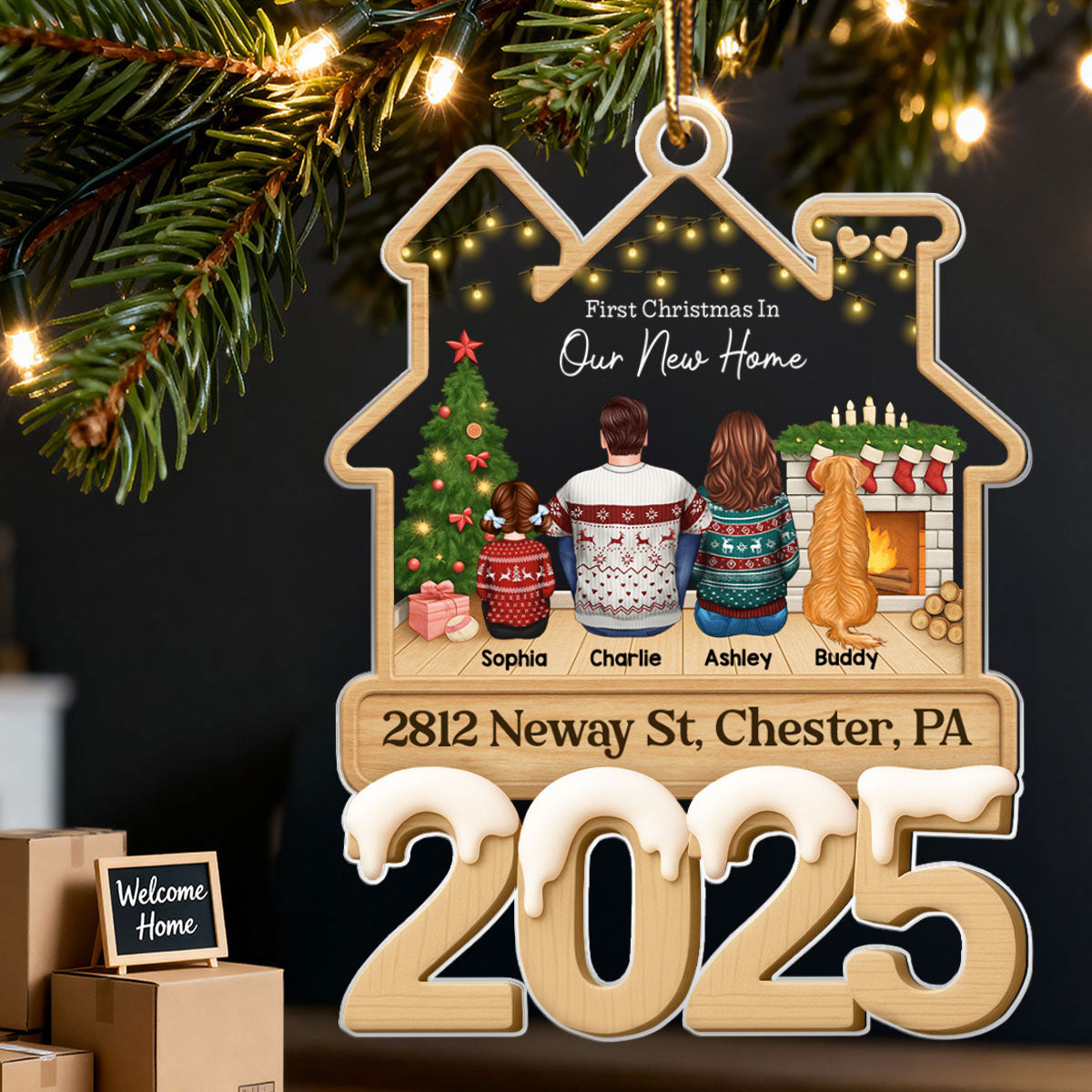 Family First Christmas In New Home - Personalized Acrylic Ornament - Unique Christmas Gift For Couple, Family