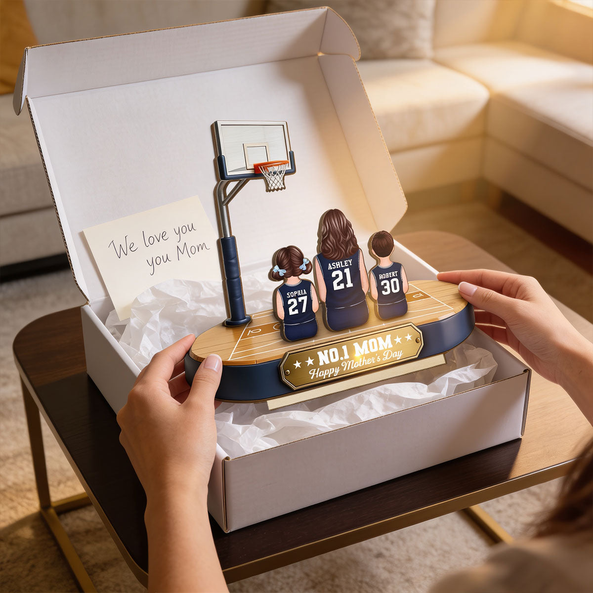 Mommy's Basketball Dream Team - Personalized 2-Layered Wooden Plaque -  Gift For Basketball Mom