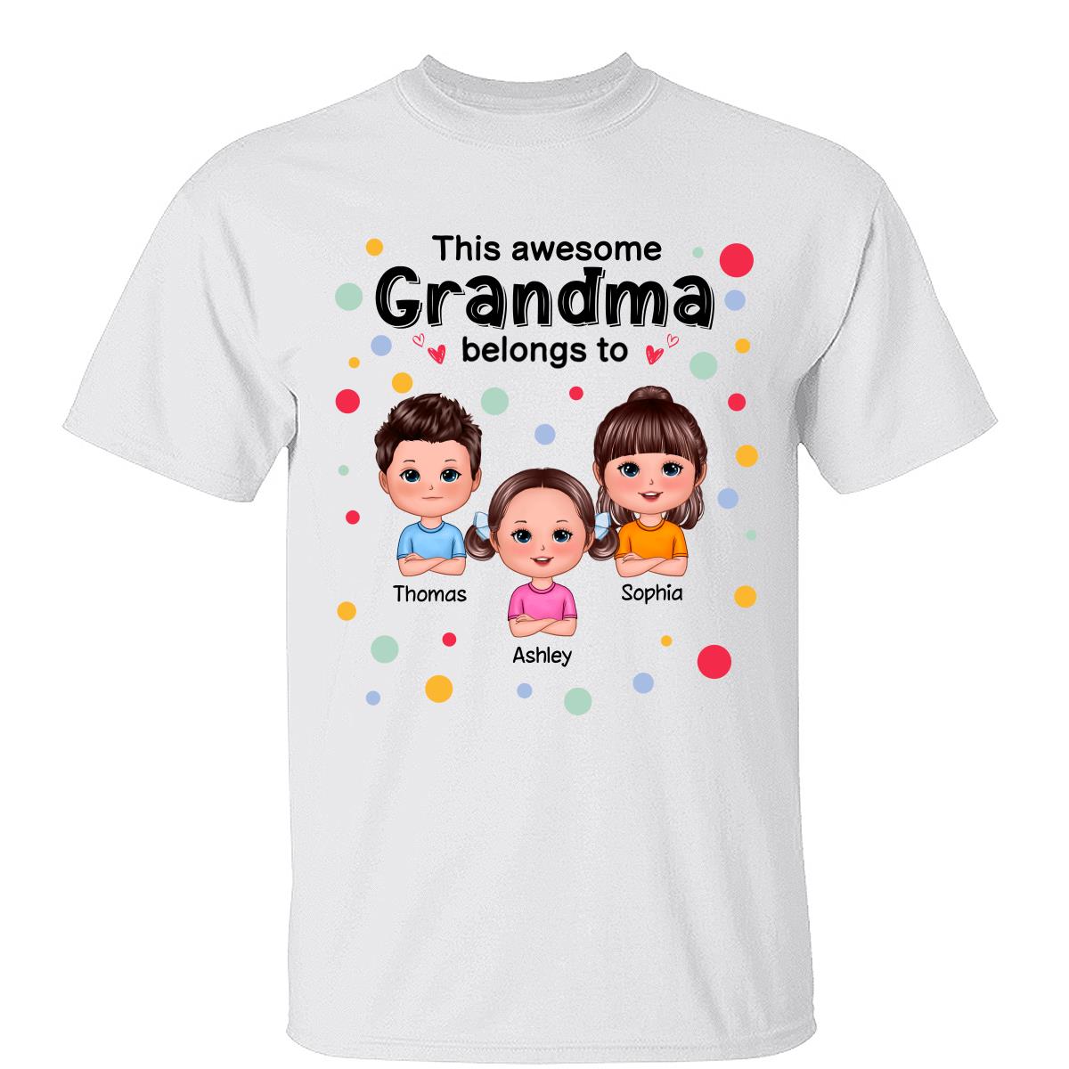 This Mom Grandma Dad Grandpa Belongs To Cute Doll Kids Colorful Dot Personalized Shirt