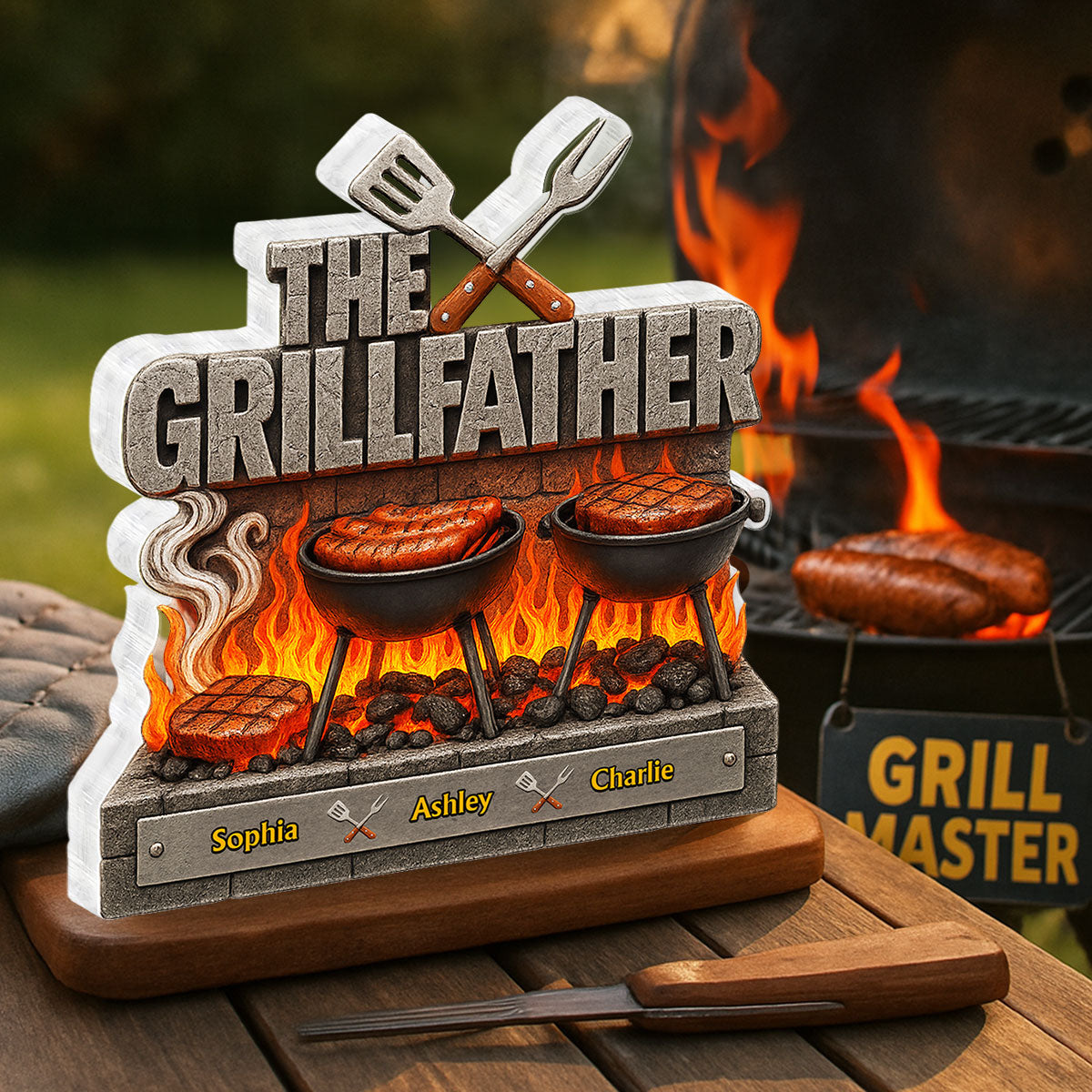 The Grillfather Personalized Custom Shaped Acrylic Block,  gift