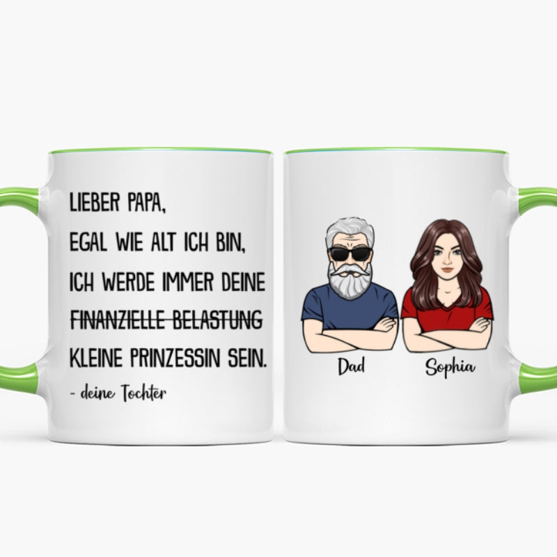 Immer deine finanzielle Belastung - Personalisierte Kaffeetasse - Lustiges Vatertag Geschenk fr Papa von Tochter