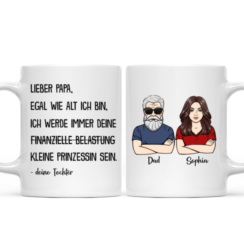 Immer deine finanzielle Belastung - Personalisierte Kaffeetasse - Lustiges Vatertag Geschenk fr Papa von Tochter