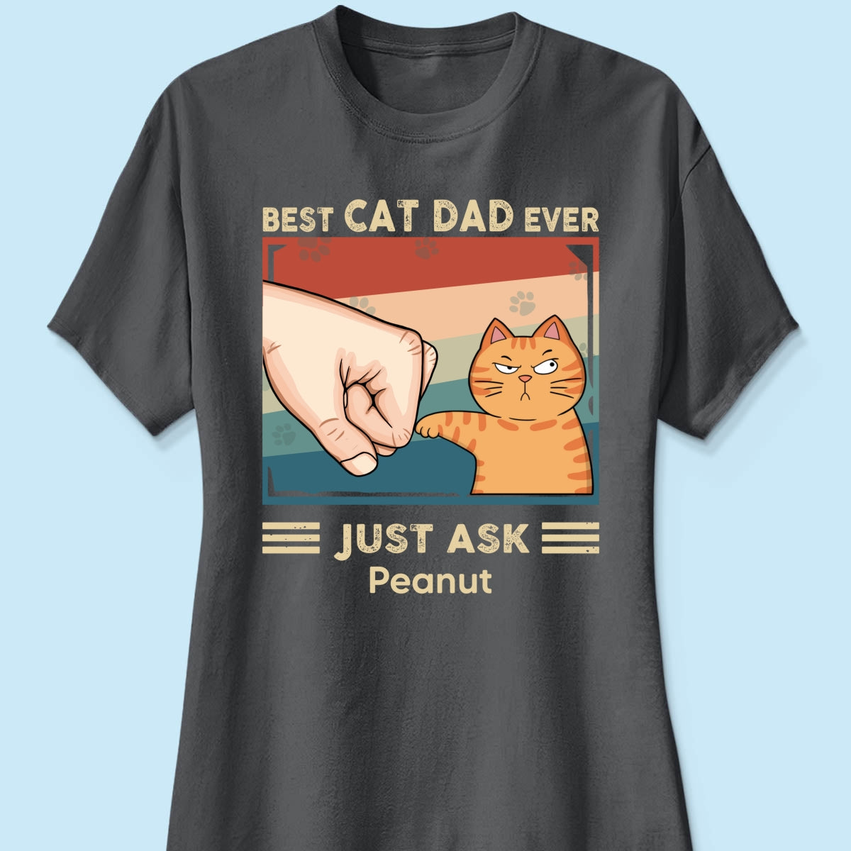 Retro Best Cat Dad Ever Fist Bump Funny Cute Cats Personalized Shirt