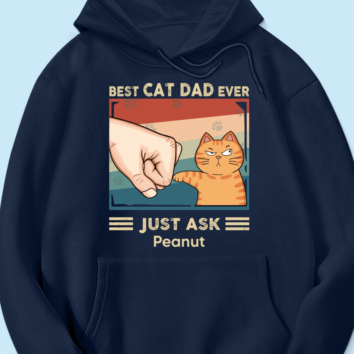 Retro Best Cat Dad Ever Fist Bump Funny Cute Cats Personalized Shirt
