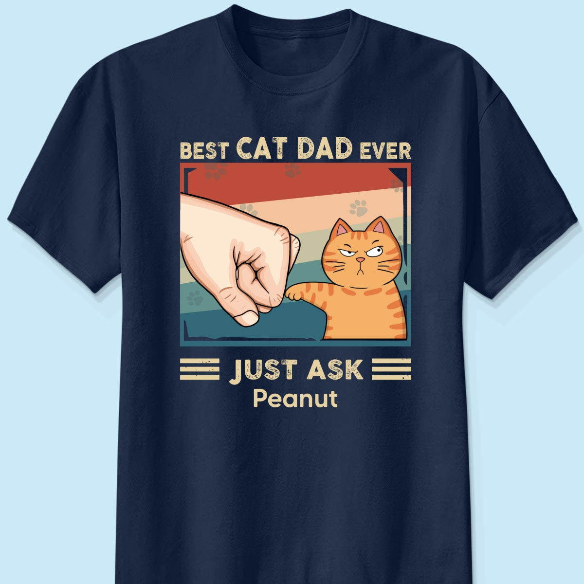Retro Best Cat Dad Ever Fist Bump Funny Cute Cats Personalized Shirt
