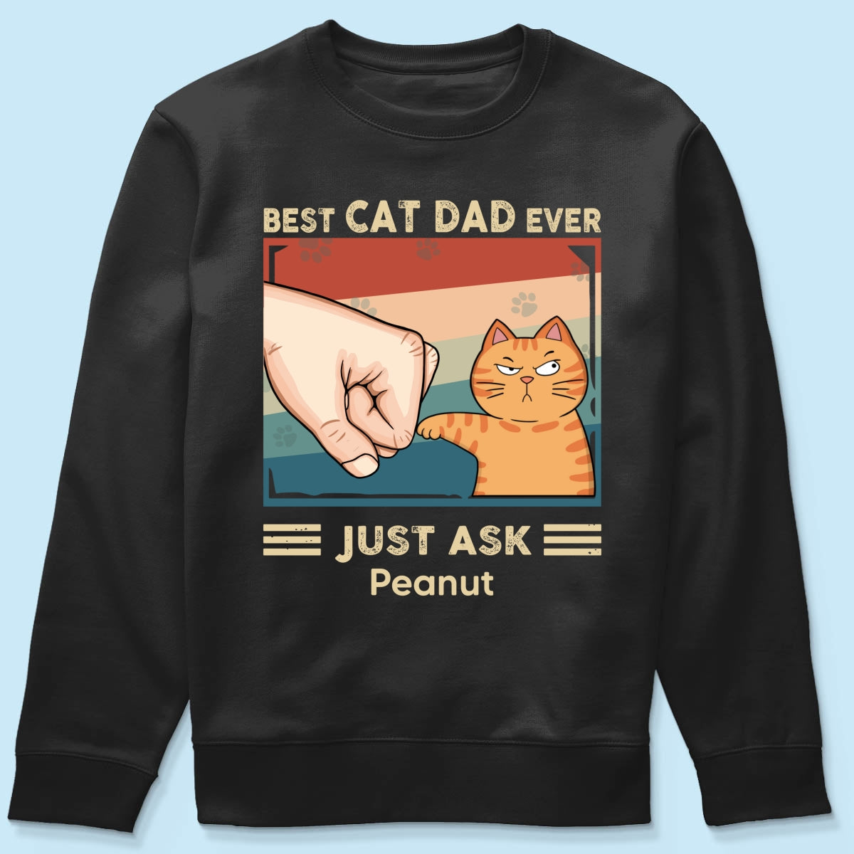 Retro Best Cat Dad Ever Fist Bump Funny Cute Cats Personalized Shirt
