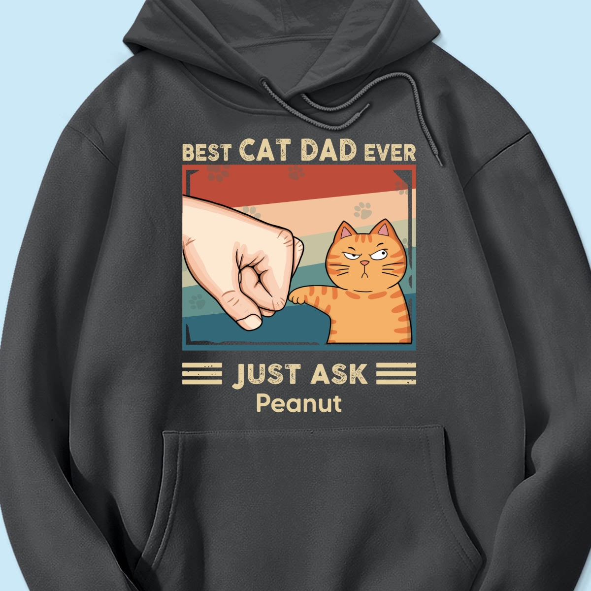 Retro Best Cat Dad Ever Fist Bump Funny Cute Cats Personalized Shirt