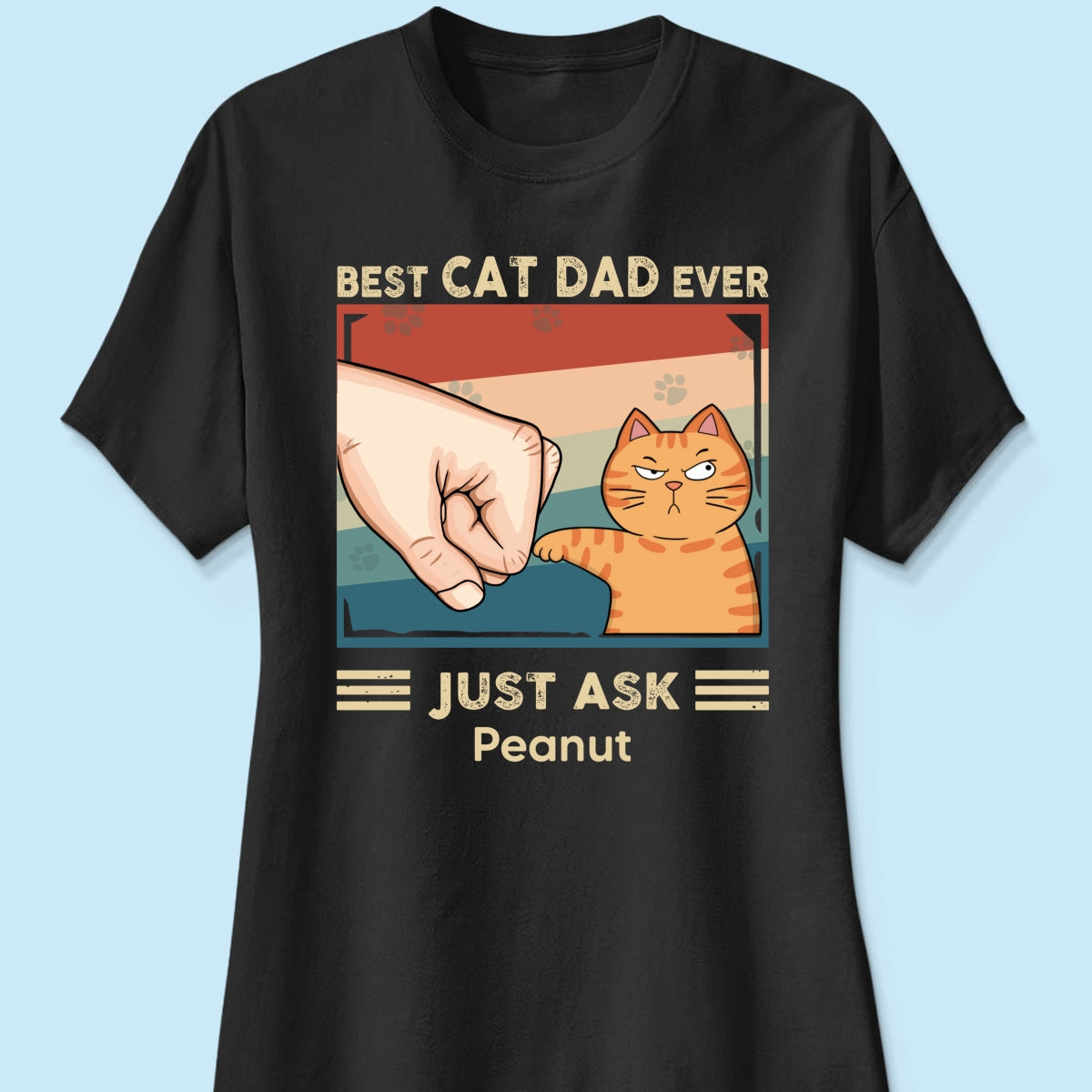 Retro Best Cat Dad Ever Fist Bump Funny Cute Cats Personalized Shirt