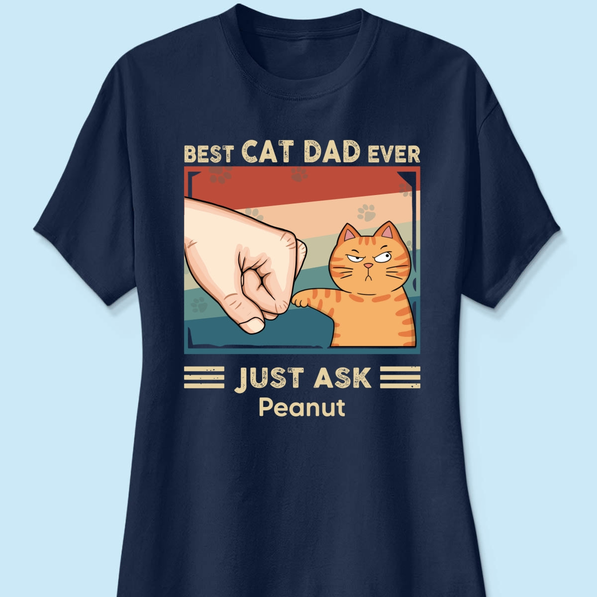 Retro Best Cat Dad Ever Fist Bump Funny Cute Cats Personalized Shirt