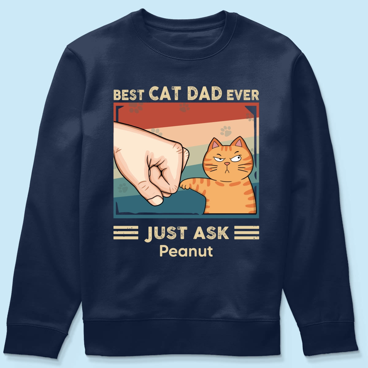 Retro Best Cat Dad Ever Fist Bump Funny Cute Cats Personalized Shirt