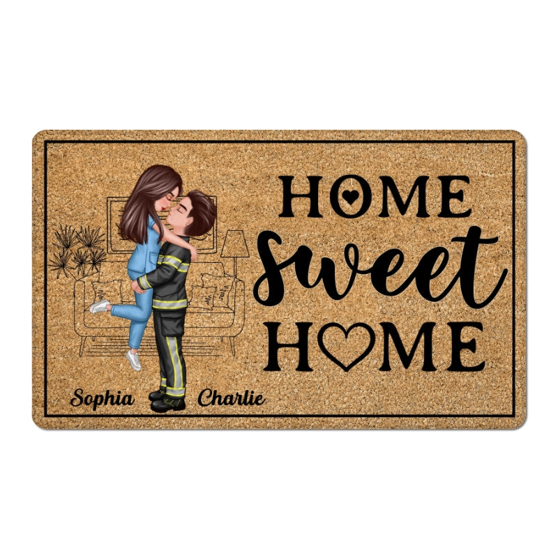 Couple Valentine‘s Day Gifts by Occupation Gift For Her Gift For Him Firefighter, Nurse, Police Officer Personalized Doormat