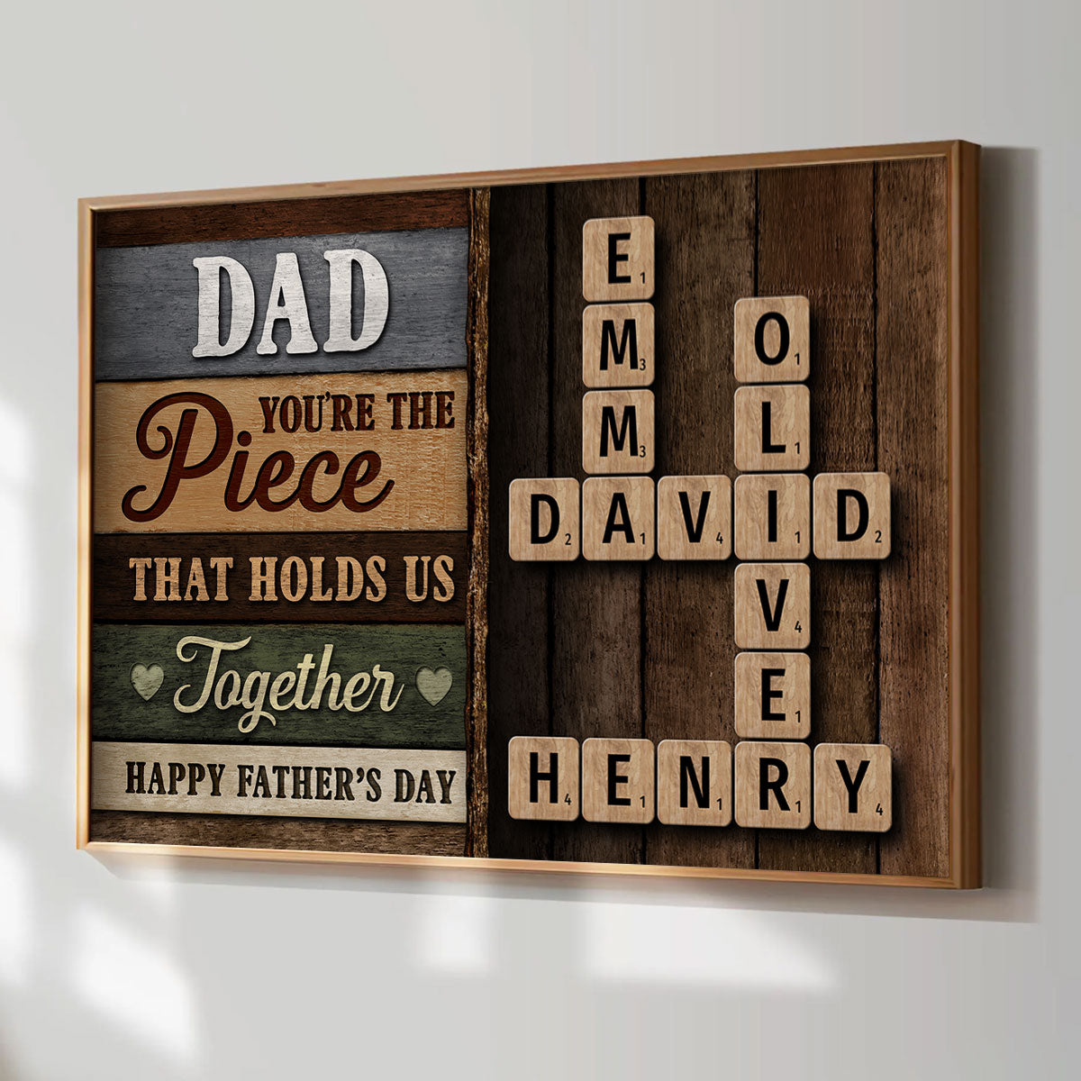 Colored Wood Pallet Dad You Are The Piece That Holds Us Together Crossword Puzzle Art Personalized Poster