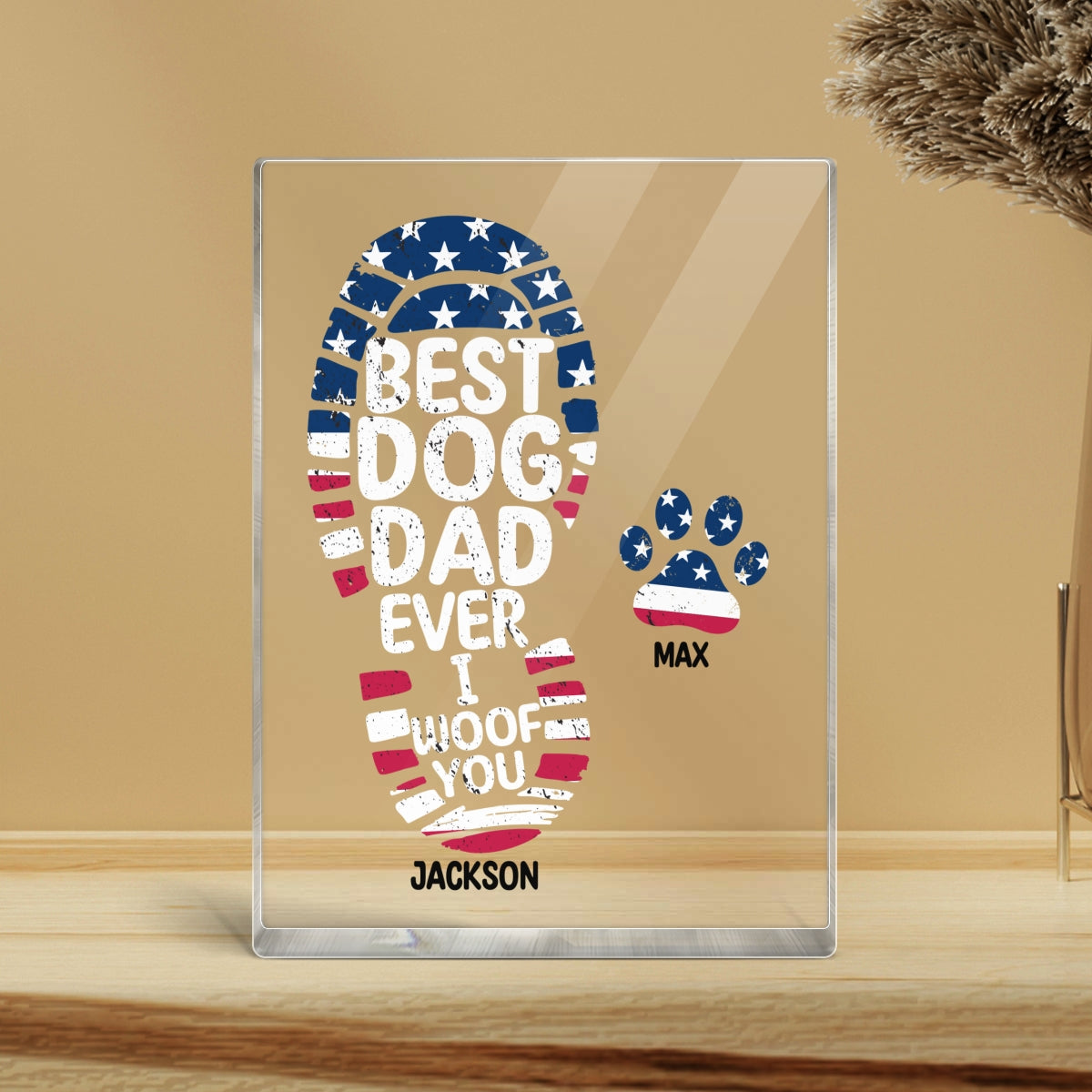 Best Dog Dad Ever We Woof You Personalized Acrylic Block Plaque,  Gift for Dog Dads