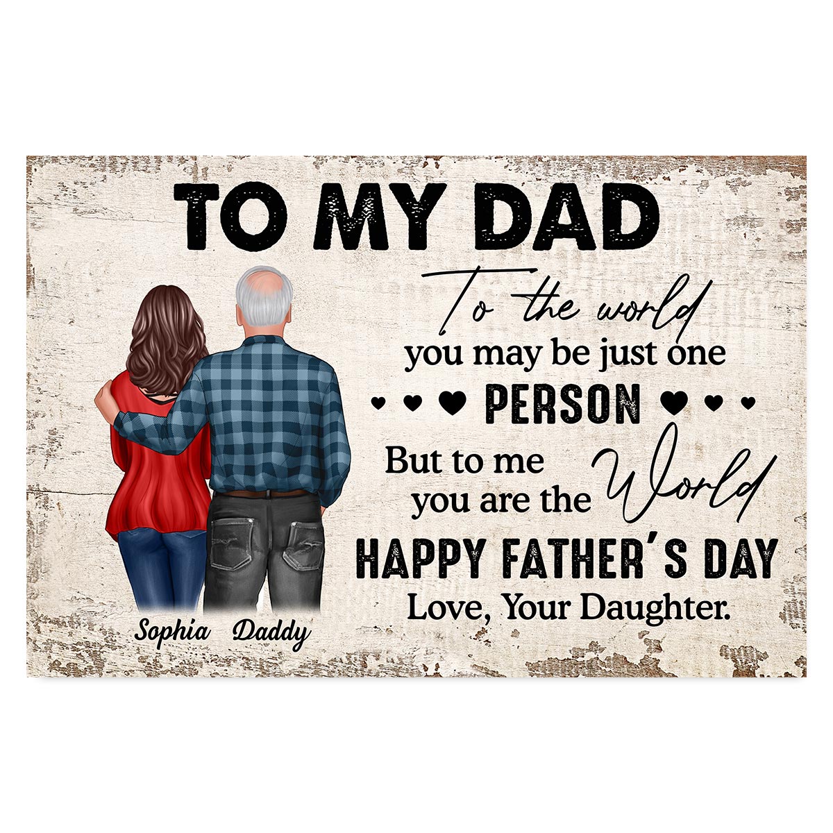 From Daughter To Dad Happy Father's Day Personalized Poster, Heartfelt Father's Day Gift For Dad