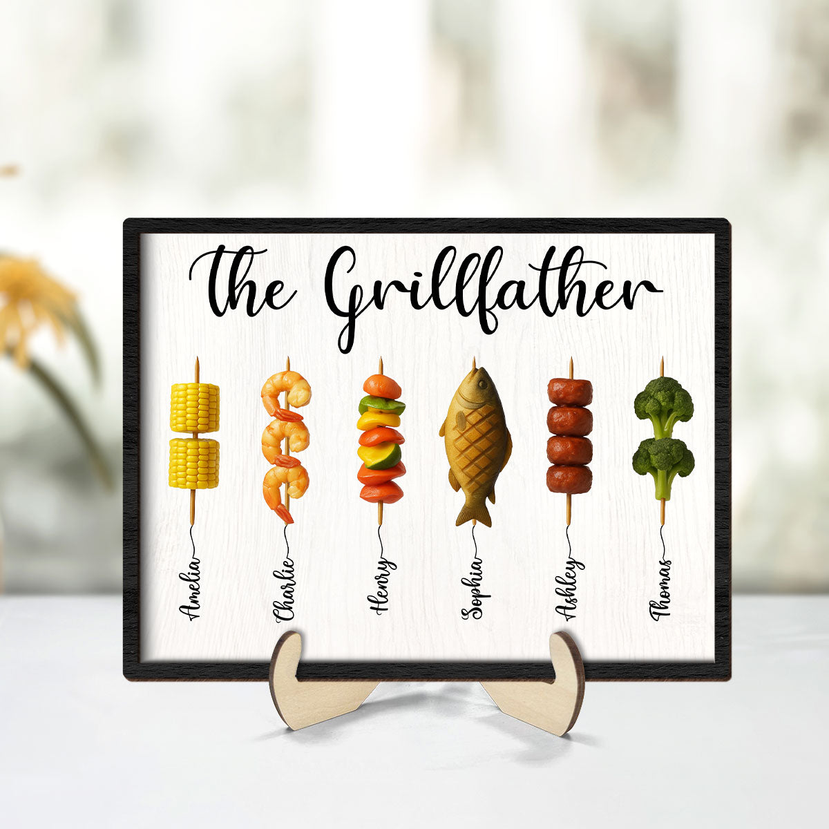 Best Grilling Dad Ever With Kids' Names Personalized 2-Layered Wooden Plaque,  Gift For Husband, For Dad, For Grandpa
