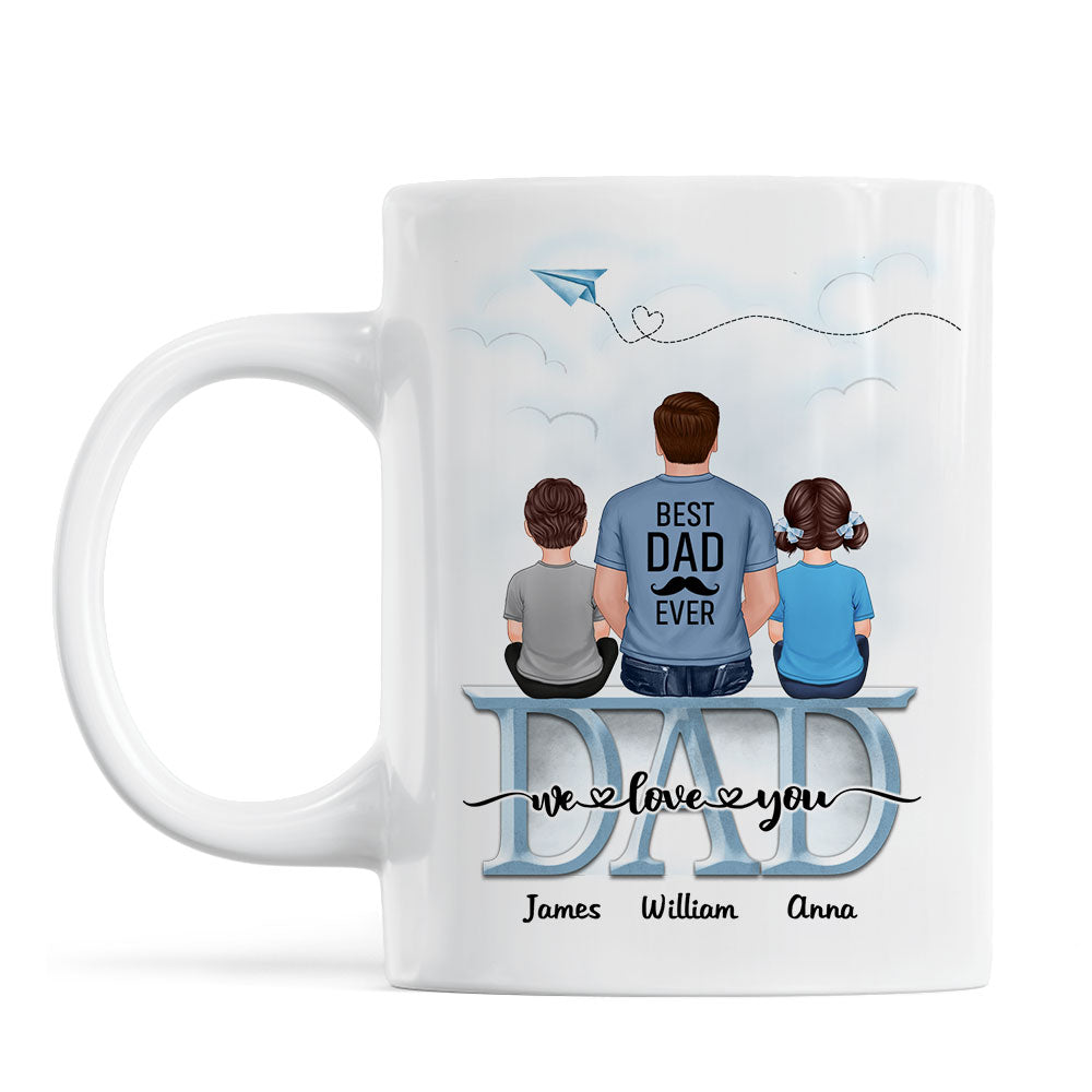 Dad Grandpa And Kids On Text Personalized Mug, Father's Day Gift For Dad, Grandpa, Husband