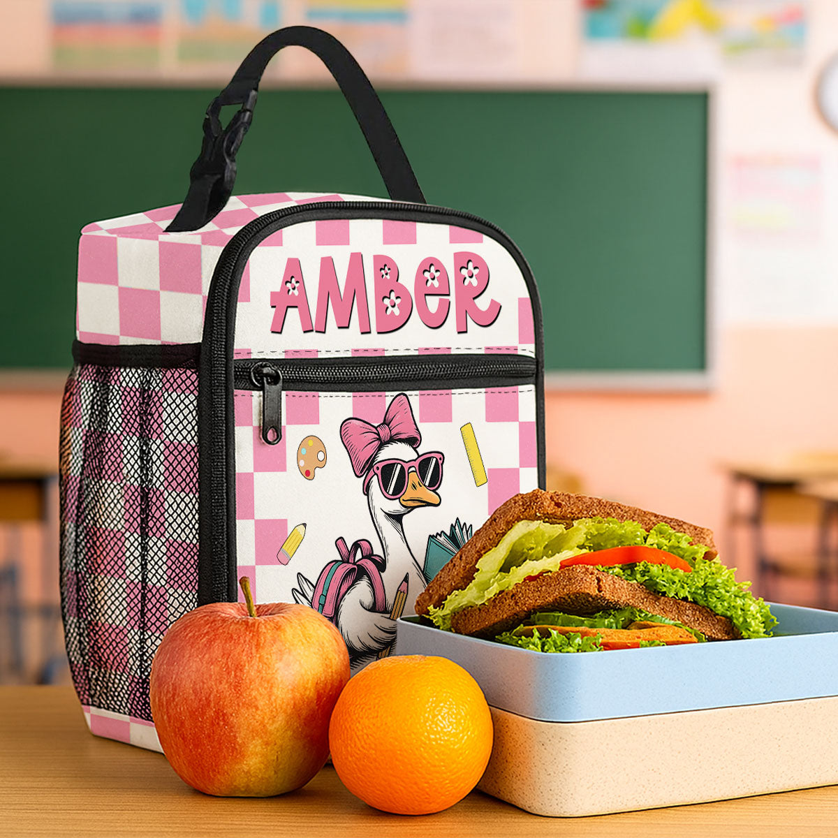 Back to School Goose Personalized Insulated Lunch Bag for Boy Girl