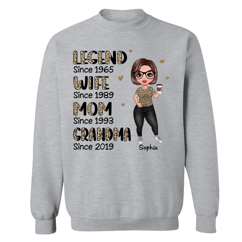 Half Leopard Doll Woman Standing Legend Wife Mom Grandma Personalized Shirt