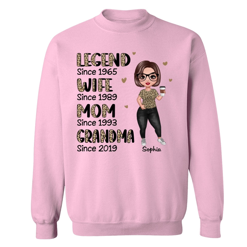 Half Leopard Doll Woman Standing Legend Wife Mom Grandma Personalized Shirt