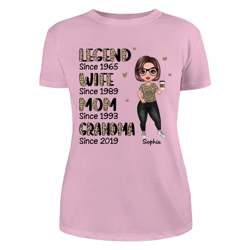 Half Leopard Doll Woman Standing Legend Wife Mom Grandma Personalized Shirt