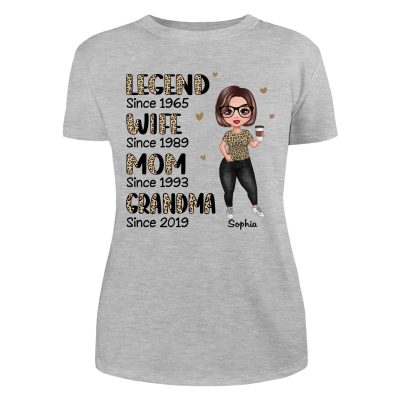 Half Leopard Doll Woman Standing Legend Wife Mom Grandma Personalized Shirt