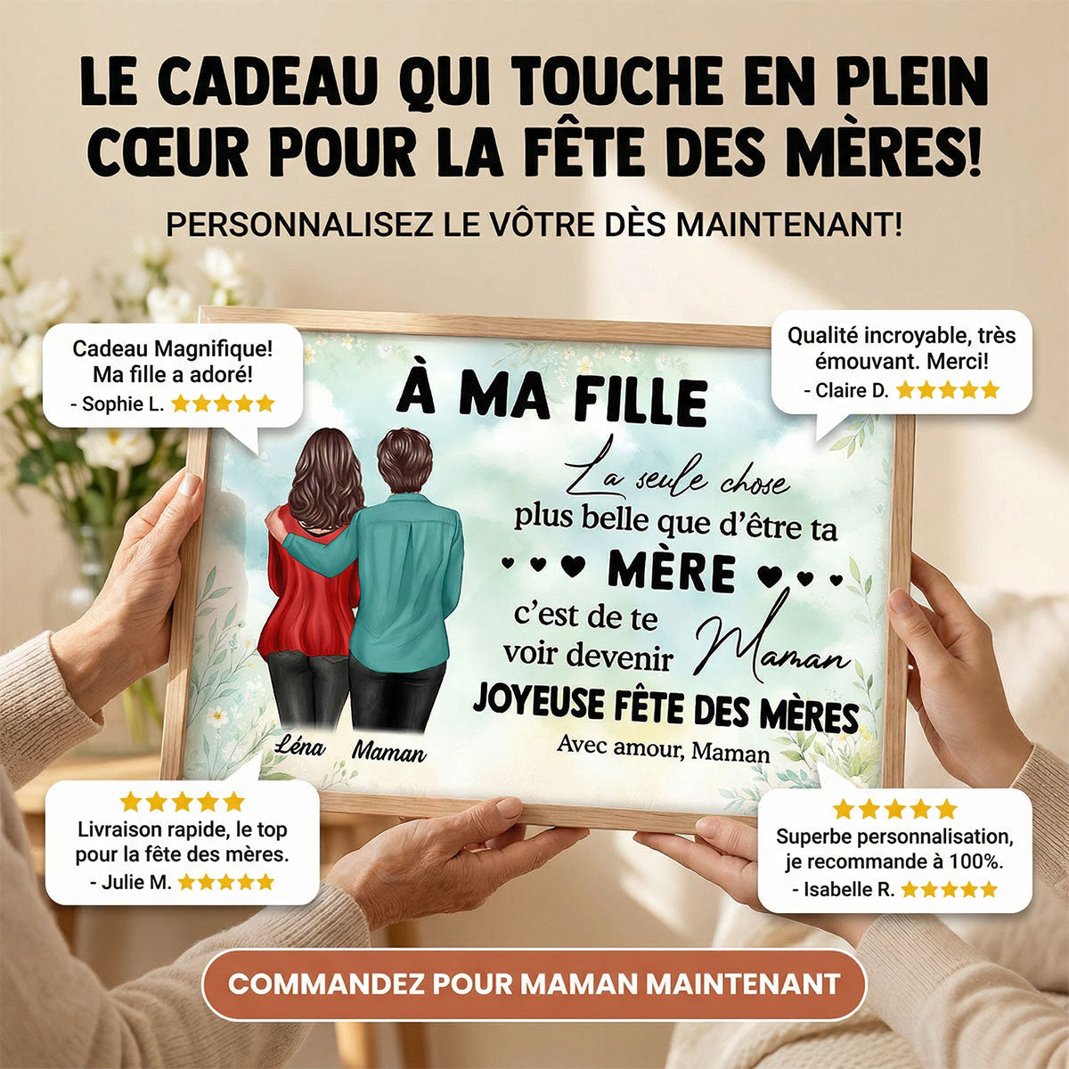 ma fille – Te voir devenir maman – Affiche personnalise – Cadeau de Fte des Mres pour ma fille